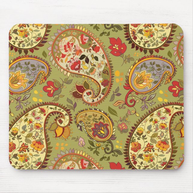 Armee grünes Blumenpaisley Mousepad (Vorne)