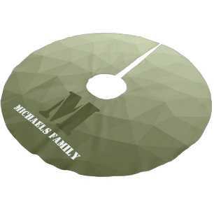 Armee hellgrün geometrisches Netz Muster Monogramm Polyester Weihnachtsbaumdecke