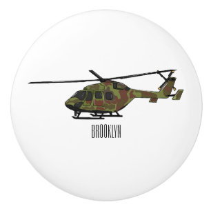 Armee-Hubschrauber Cartoon-Illustration Keramikknauf