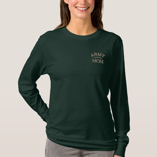 Armee-Mama-Militär bemuttert Besticktes Langarmshirt (Vorderseite)