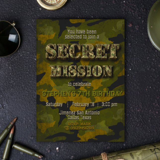 Armee - Militär - Soldat - Junge Geburtstag Einladung (Army - Military - Soldier - Boy Birthday Invitation)