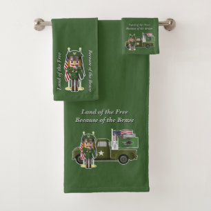 Armee Nutcracker mit kleinem Militärlastwagen Badhandtuch Set