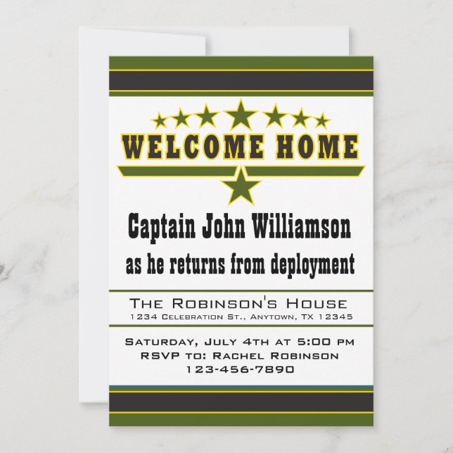 Armee-Soldat-Willkommens-Zuhause-Einladung Einladung (Vorderseite)
