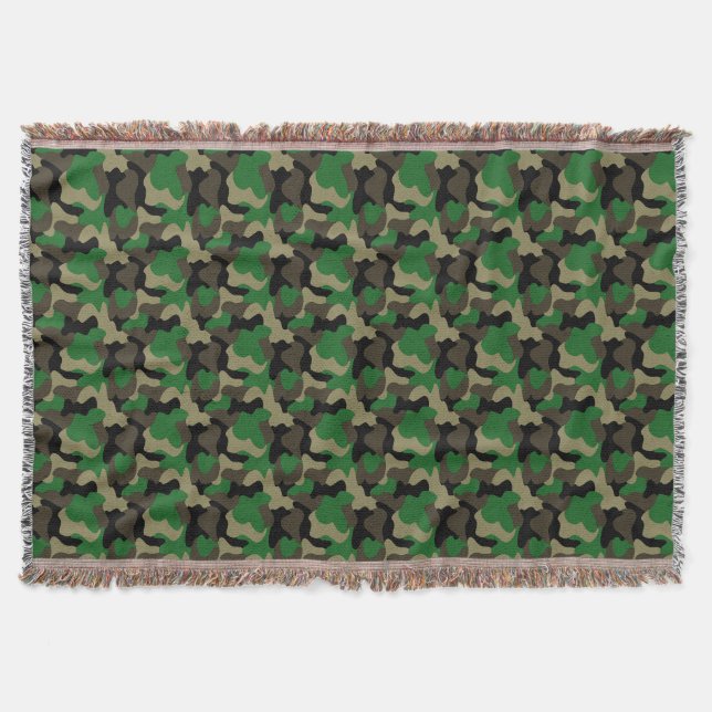 Armee-Tarnmuster in grünen Erdtönen Decke (Vorderseite)