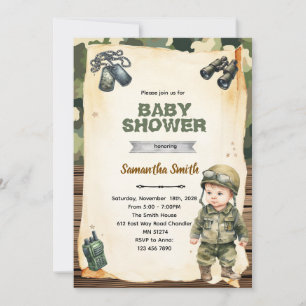 Armee-Tarnung Baby Shower Einladung
