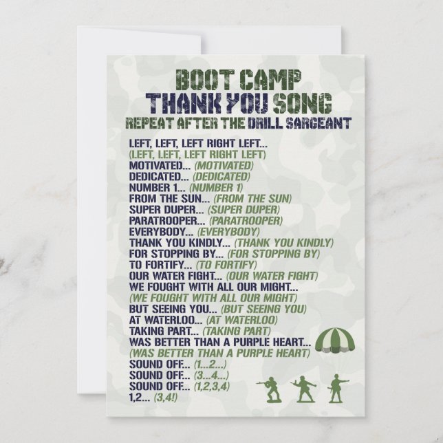 Armee zum Geburtstag Danke, Karten (Vorderseite)