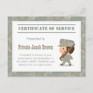 Armeebeschein Danke, Geburtstag Einladung