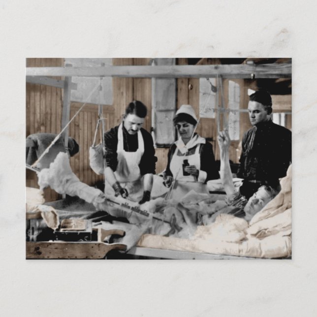 Armeekurse und Angestellte mit Patient im Ersten W Postkarte (Vorderseite)