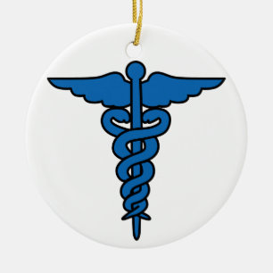 Armeemedizin Caduceus Keramik Ornament