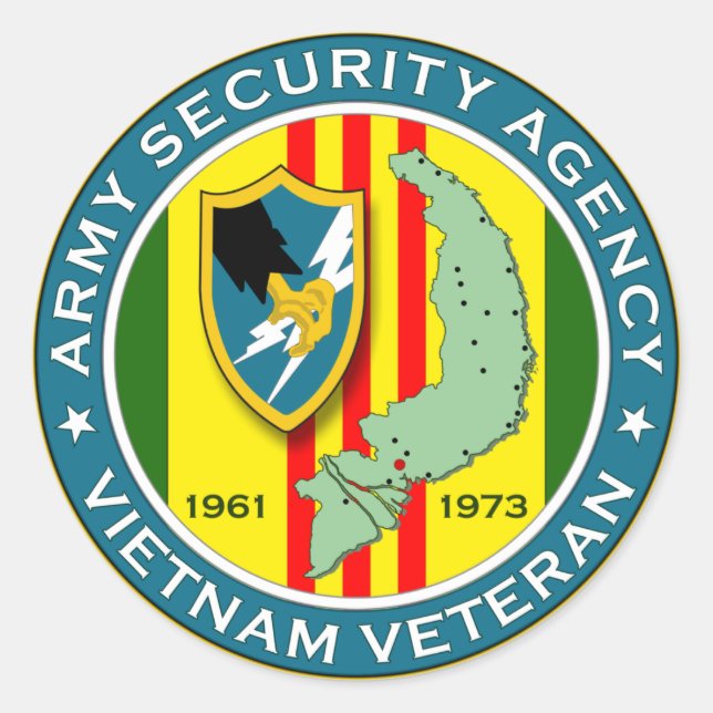 Armeesicherheitsbehörde - Vietnam Veteran Runder Aufkleber (Vorderseite)