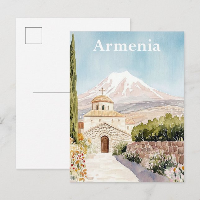 Armenia Aquarellmalerei Postkarte (Vorne/Hinten)
