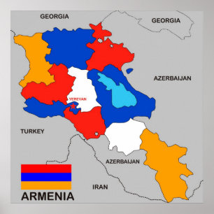 armenia country political map flag poster