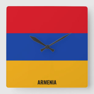 Armenia Flag Dazzling Patriotic Quadratische Wanduhr
