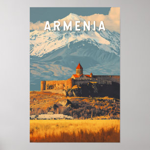 Armenia Illustration Travel Art Vintag Poster