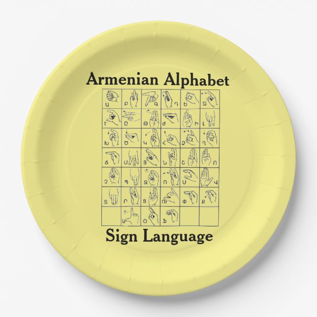 Armenian Alphabet Signature Language Paper Plate Pappteller (Vorderseite)