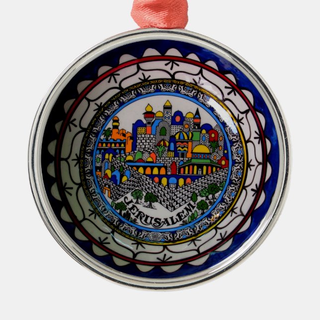 Armenian gemalte Platten-Verzierung Silbernes Ornament (Vorne)