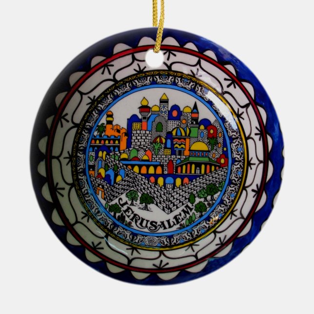 Armenian Jerusalem Painted Plate Ornament (Vorne)