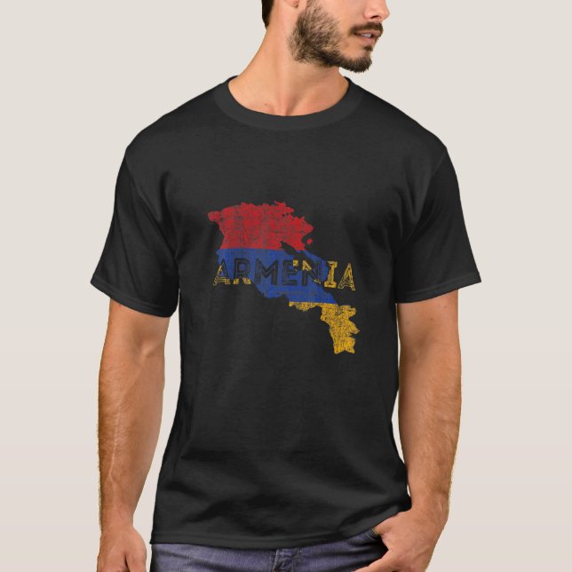 Armenian Map and Flag Souvenir  Distressed Armenia T-Shirt (Vorderseite)