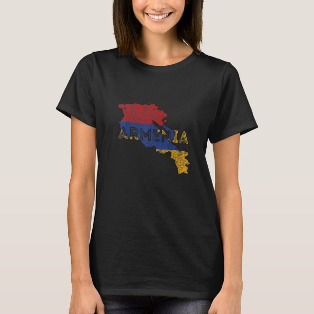 Armenian Map and Flag Souvenir  Distressed Armenia T-Shirt (Vorderseite)