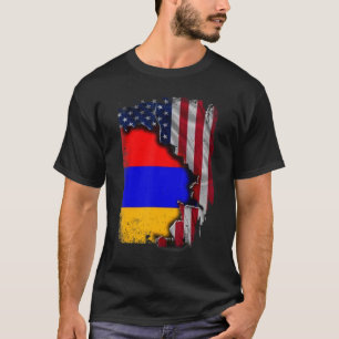 Armenian ROOTS Half American Flag Patrioitc Waffe T-Shirt