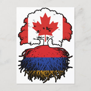 Armenien-Armenisch-Kanadische Baumrottflagge Kanad Postkarte