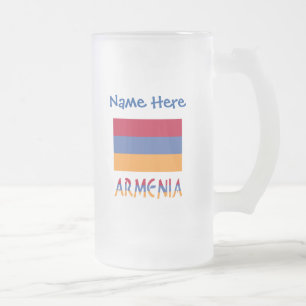 Armenien Armenische Flagge Blau Personalisierung Mattglas Bierglas