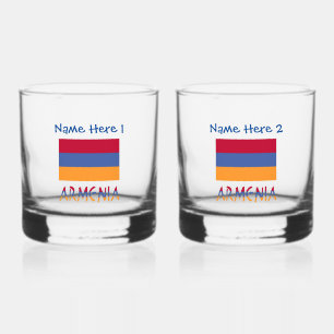 Armenien Armenische Flagge Blau Personalisierung Whiskyglas