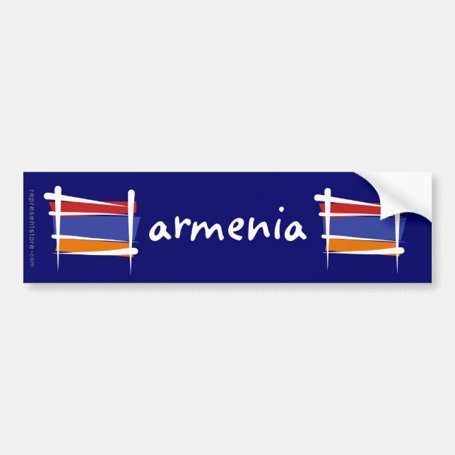 Armenien-Bürsten-Flagge Autoaufkleber (Vorne)