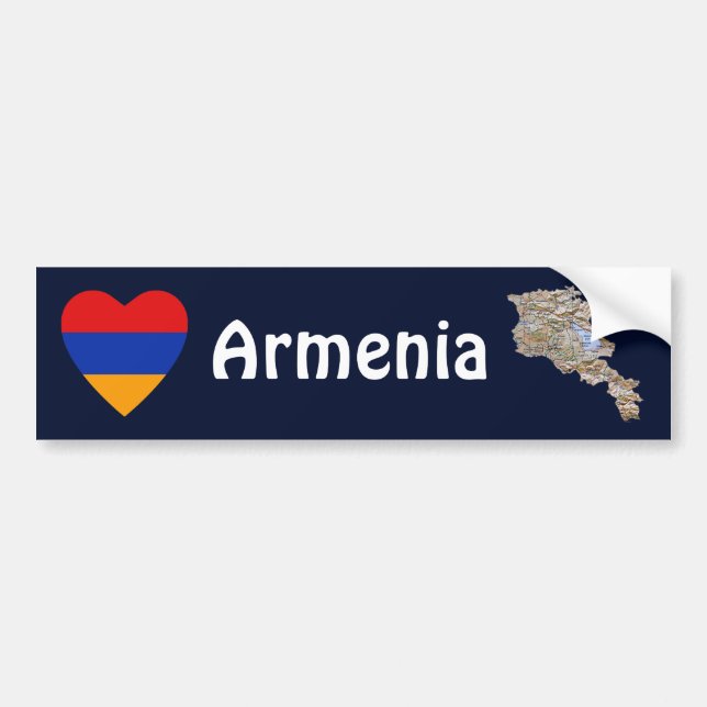 Armenien-Flaggen-Herz + Karten-Autoaufkleber Autoaufkleber (Vorne)