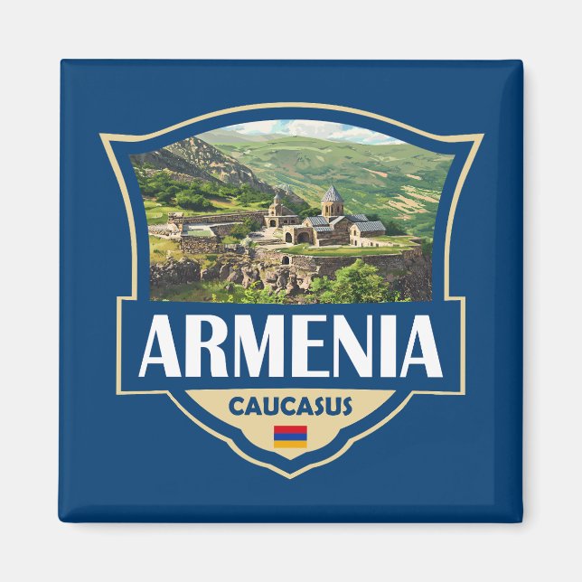 Armenien Illustration Retro-Abzeichen Magnet (Vorne)