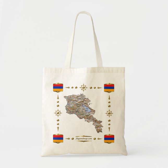 Armenien-Karte + Flaggen-Tasche Tragetasche (Vorne)