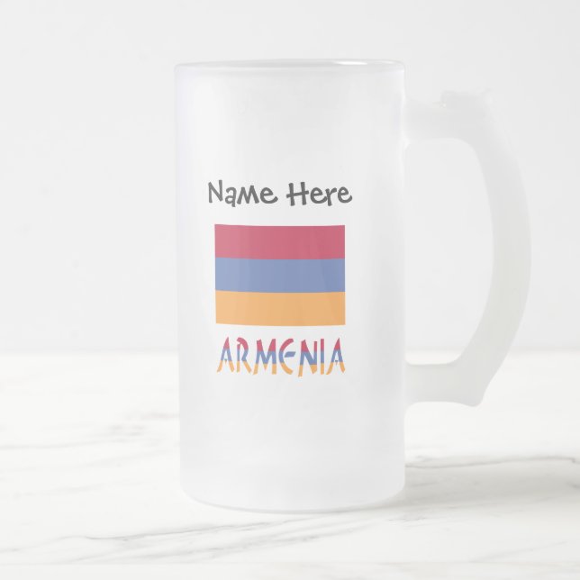 Armenien und Armenische Flagge Personalisiert Mattglas Bierglas (Rechts)