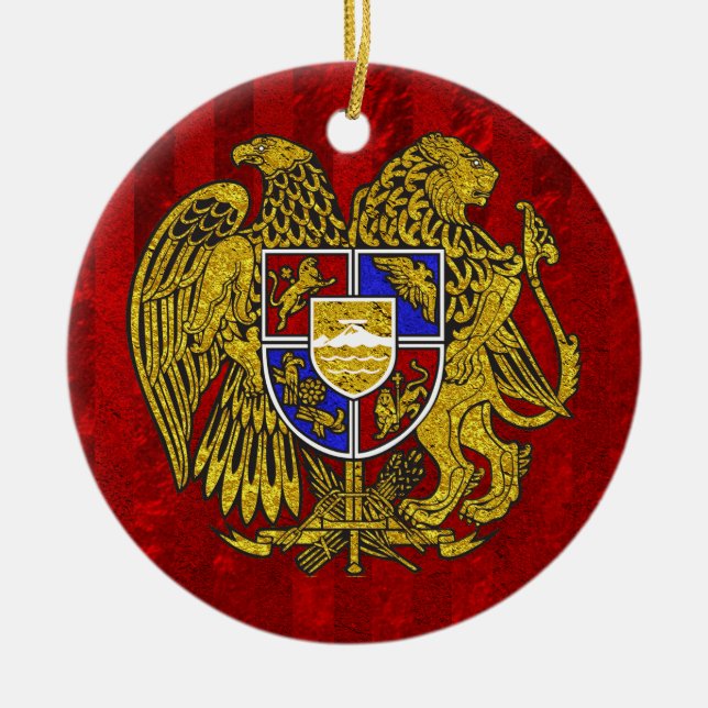 Armenien-Wappen auf Rot Keramikornament (Vorne)
