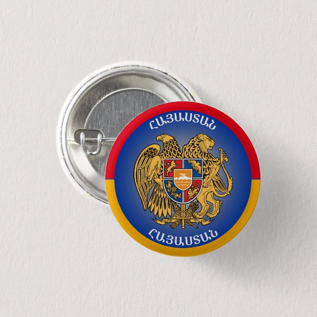 Armenien Wappen Kreisform  Button (Vorne & Hinten)