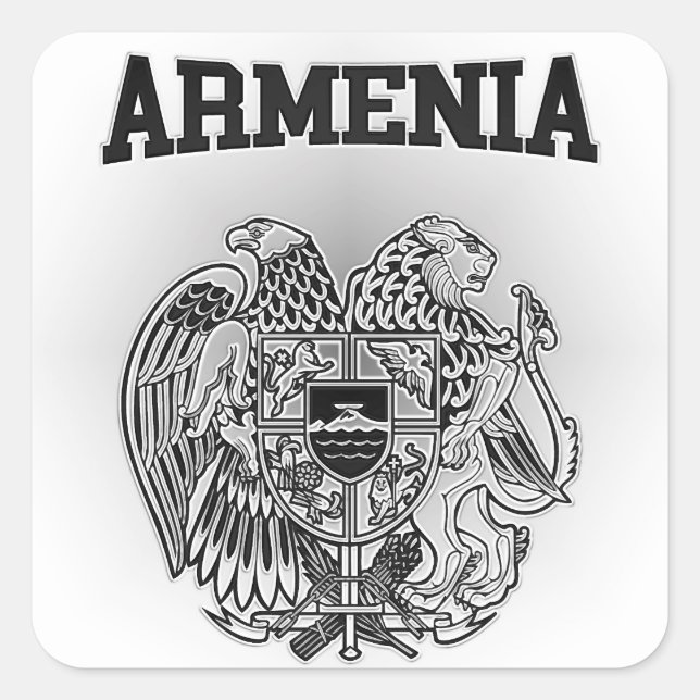 Armenienwappen Quadratischer Aufkleber (Vorderseite)