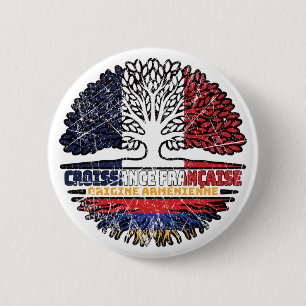 Armenisch-Armenisch-Französisch-Baumwurzelflagge Button