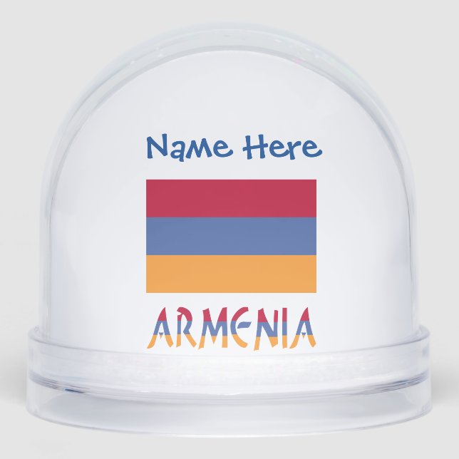 Armenisch-armenisches Flaggenblau Personalisiert Schneekugeln (Vorderseite)