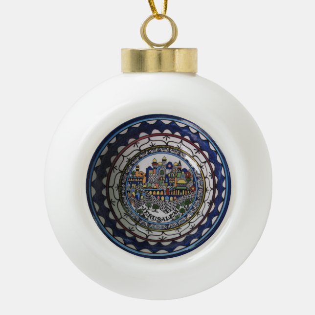 Armenisch-Jerusalem Keramik Kugel-Ornament (Vorderseite)