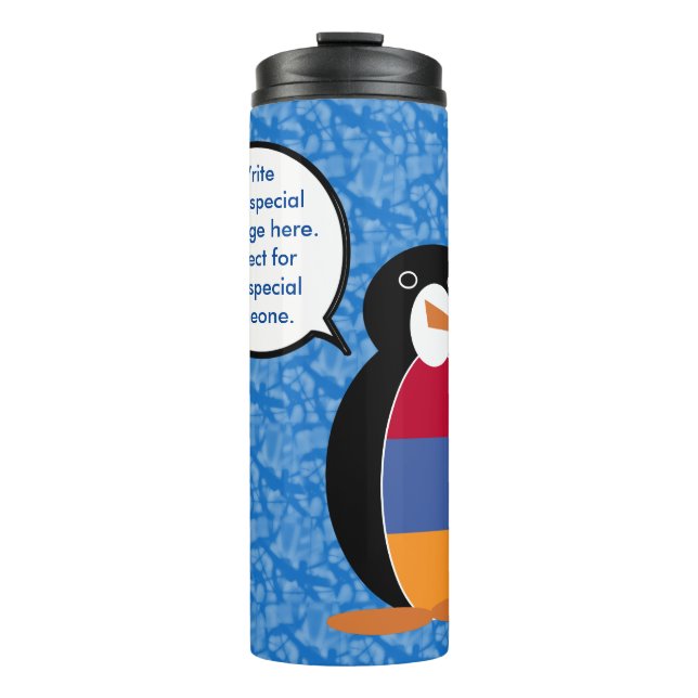 Armenische Fahne Feiertage Frau Penguin Gespräch Thermosbecher (Vorderseite)