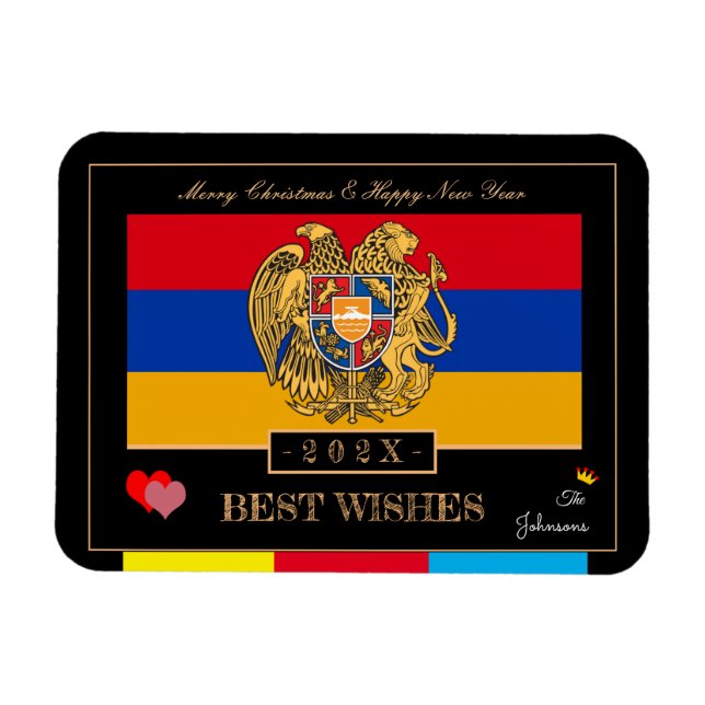 Armenische Fahne und gutes neues Jahr 2026, Armeni Magnet (Horizontal)