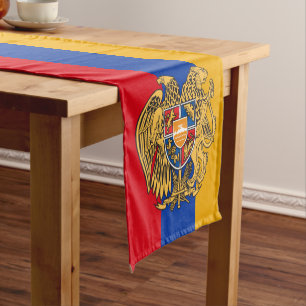 Armenische Flagge, Emblem & Sport Fan / Haus Armen Kurzer Tischläufer