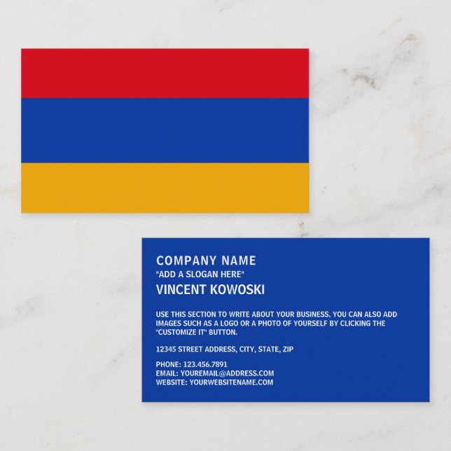 Armenische Flagge, Flagge Armeniens Visitenkarte (Vorne/Hinten)