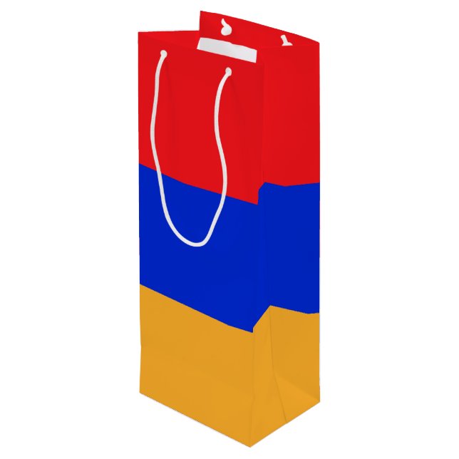 Armenische Flagge Geschenktüte Für Weinflaschen (Rückseite Schrägansicht)