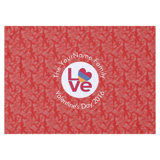 Armenische Flagge Herzerrote Liebe Tischdecke (Vorderseite (Horizontal))