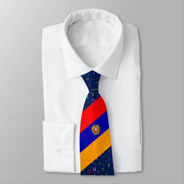 Armenische Flagge mit Alphabet Neck Tie Krawatte (Gebunden)