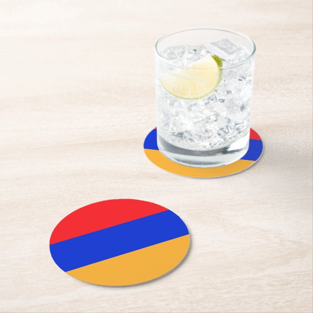 Armenische Flagge Runder Pappuntersetzer (Vor Ort)