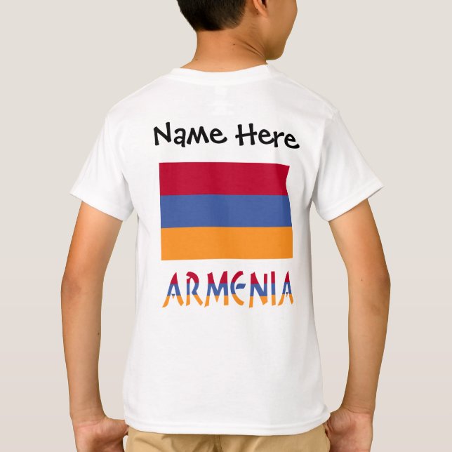 Armenische Flagge Schwarze Personalisierung T-Shirt (Rückseite)