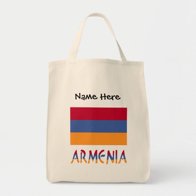 Armenische Flagge Schwarze Personalisierung Tragetasche (Vorne)