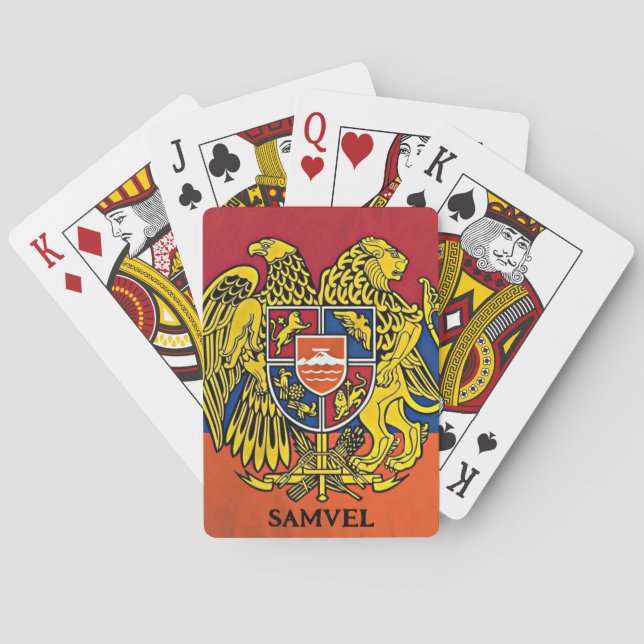 Armenische Flagge Wappen Emblem Hayastan Name Spielkarten (Rückseite)