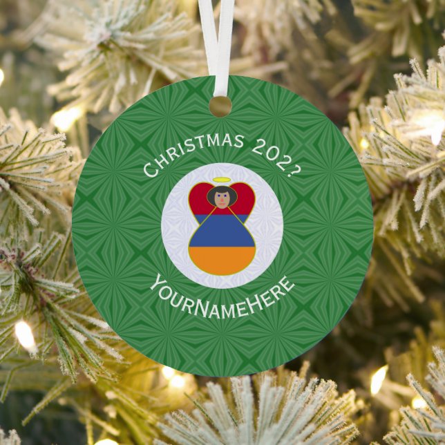 Armenische Flagge Weihnachtsangel Jahr des Namens Ornament Aus Metall (InSitu)